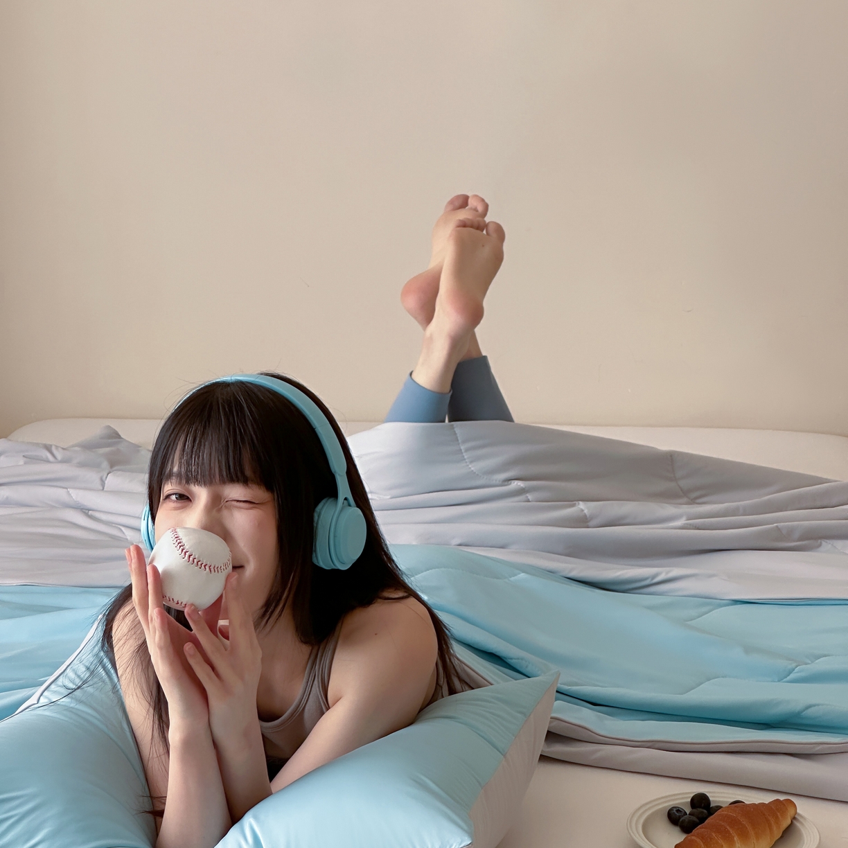 91家纺网 家纺一手货源 找家纺 觅糖家纺 2025春夏新款亲肤纯色雪糕夏被夏凉被空调被 冰川蓝