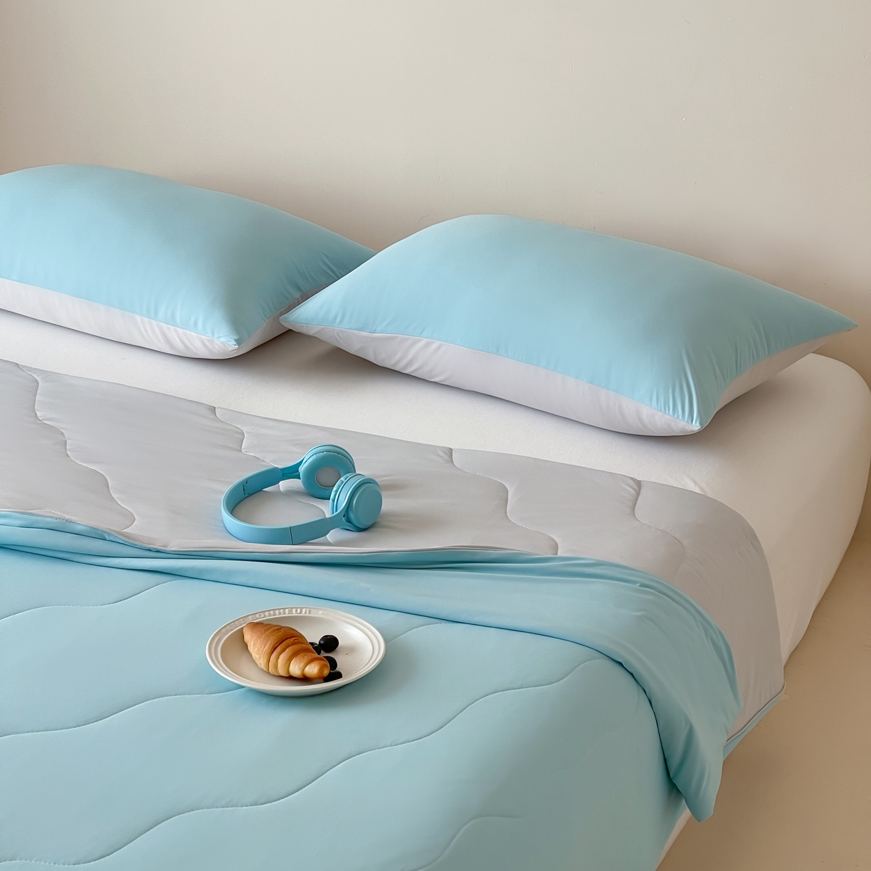 91家纺网 家纺一手货源 找家纺 觅糖家纺 2025春夏新款亲肤纯色雪糕夏被夏凉被空调被 冰川蓝