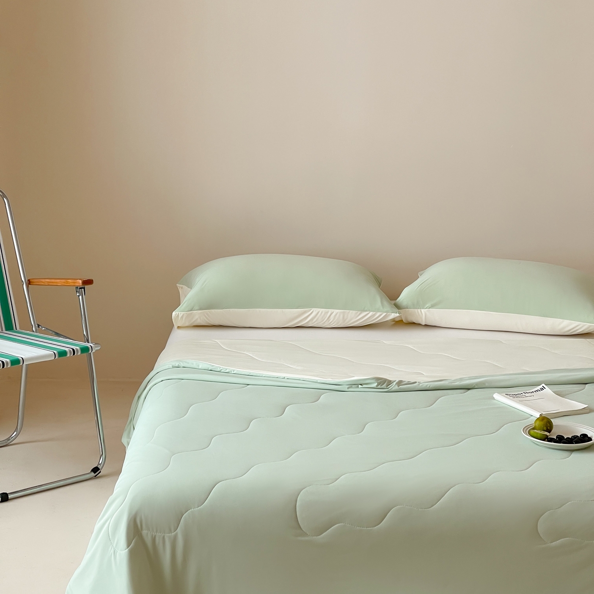 91家纺网 家纺一手货源 找家纺 觅糖家纺 2025春夏新款亲肤纯色雪糕夏被夏凉被空调被 牛油果绿