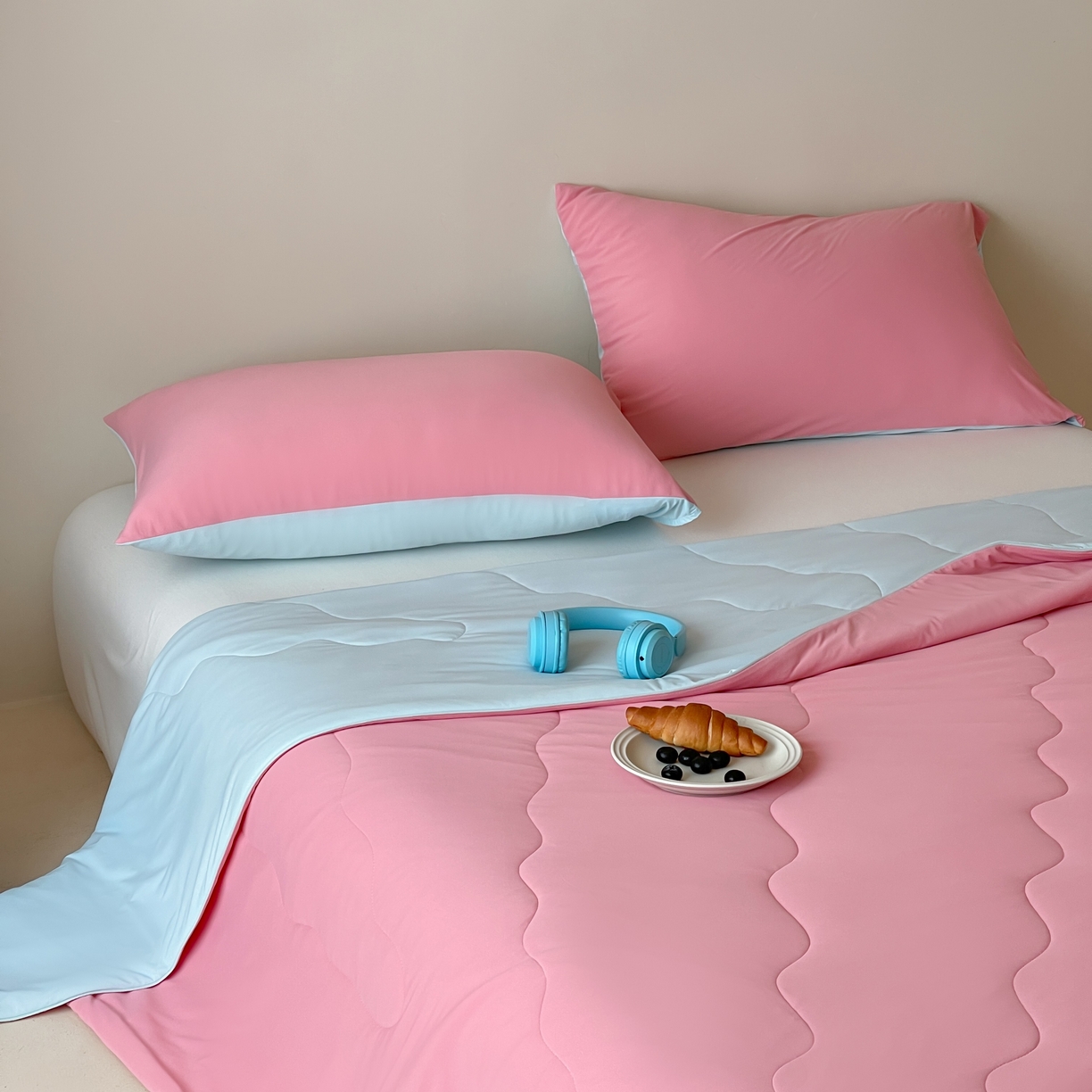 91家纺网 家纺一手货源 找家纺 觅糖家纺 2025春夏新款亲肤纯色雪糕夏被夏凉被空调被 蔷薇粉