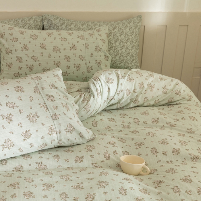 91家纺网 家纺一手货源 找家纺 梦可莱家居 2025春夏新款全棉纯棉针织棉印花四件套 绿底国风芍药