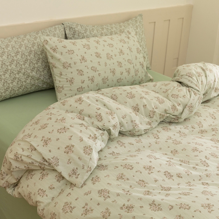 91家纺网 家纺一手货源 找家纺 梦可莱家居 2025春夏新款全棉纯棉针织棉印花四件套 绿底国风芍药