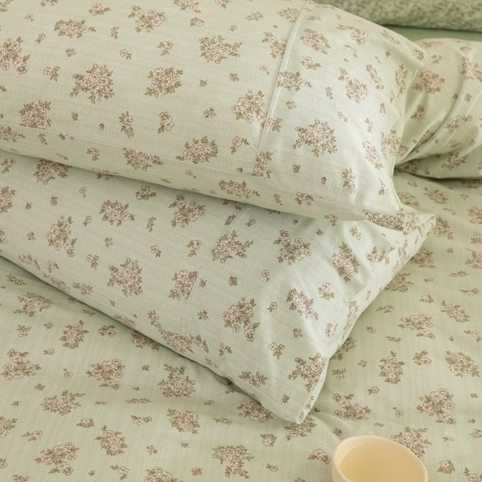 91家纺网 家纺一手货源 找家纺 梦可莱家居 2025春夏新款全棉纯棉针织棉印花四件套 绿底国风芍药