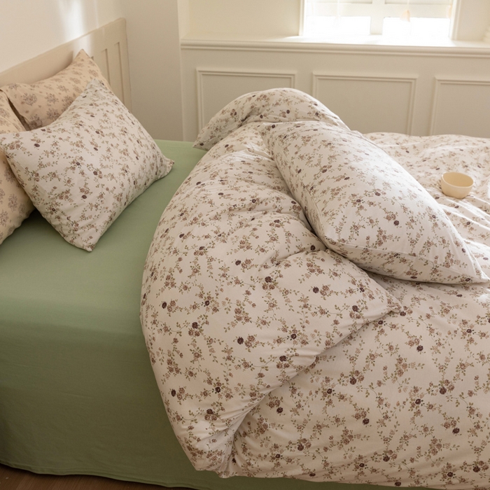 91家纺网 家纺一手货源 找家纺 梦可莱家居 2025春夏新款全棉纯棉针织棉印花四件套 米底春藤杜鹃