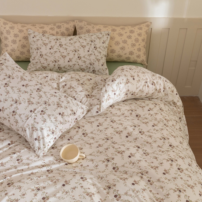 91家纺网 家纺一手货源 找家纺 梦可莱家居 2025春夏新款全棉纯棉针织棉印花四件套 米底春藤杜鹃