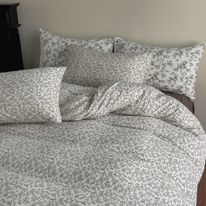 梦可莱家居 2025春夏新款全棉纯棉针织棉印花四件套 素描小花