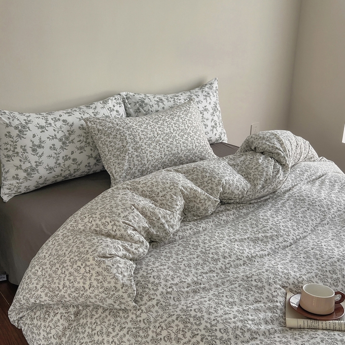 91家纺网 家纺一手货源 找家纺 梦可莱家居 2025春夏新款全棉纯棉针织棉印花四件套 素描小花