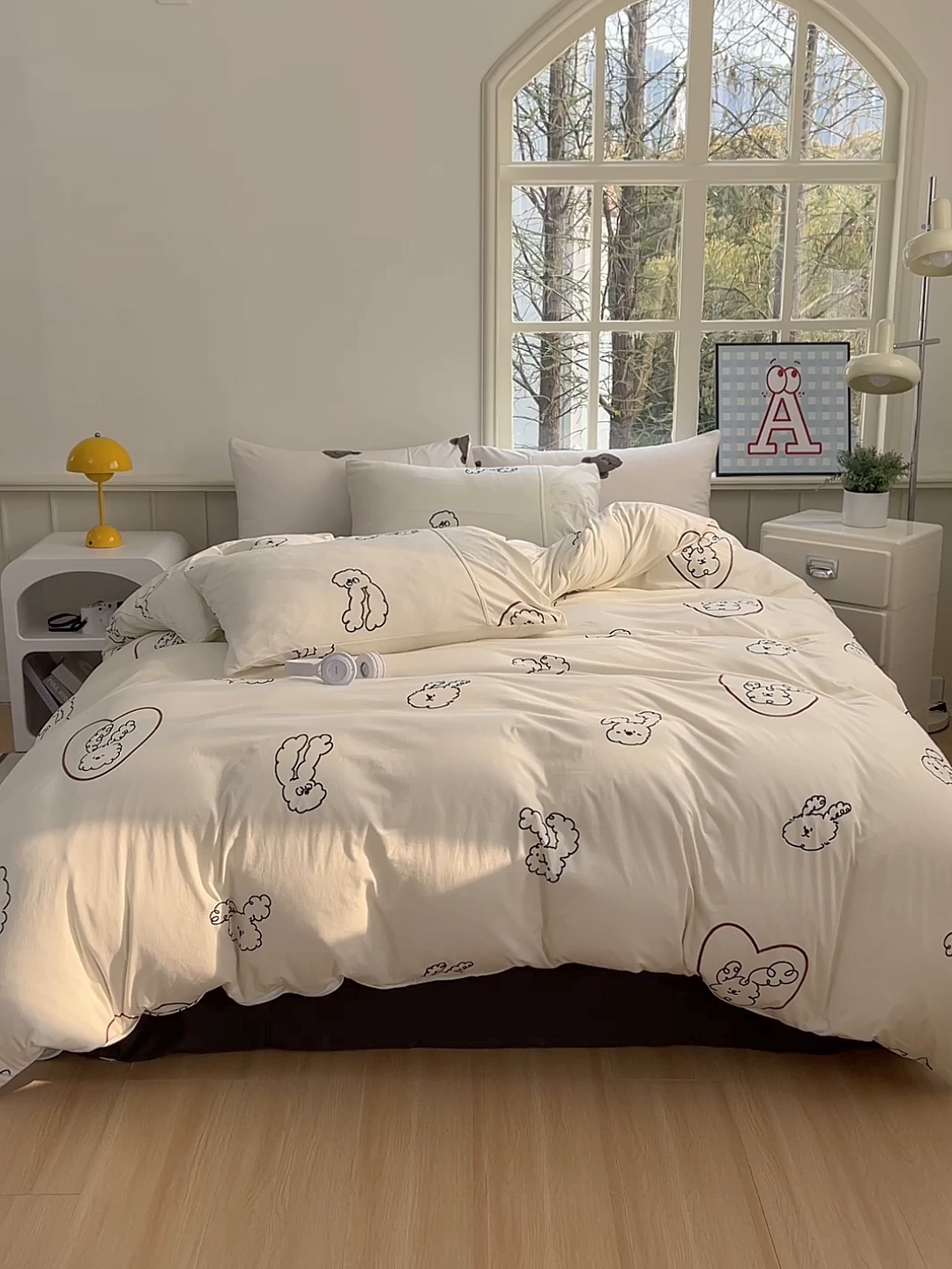 91家纺网 家纺一手货源 找家纺 梦可莱家居 2025春夏新款全棉纯棉针织棉印花四件套 小卷毛