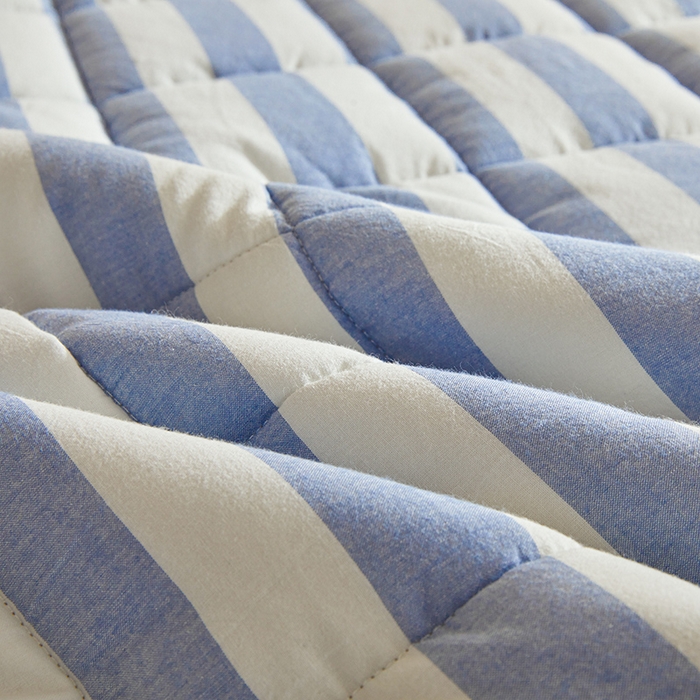 91家纺网 家纺一手货源 找家纺 丽诺床垫 2025新款亲肤舒适全棉纯棉色织棉花床褥床垫 蓝色-宽条