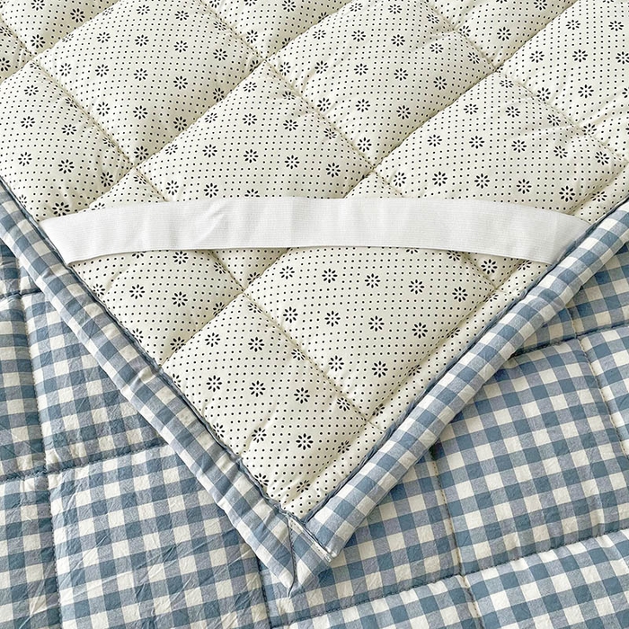 91家纺网 家纺一手货源 找家纺 丽诺床垫 2025新款亲肤舒适全棉纯棉色织棉花床褥床垫 蓝小格