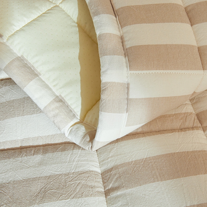 91家纺网 家纺一手货源 找家纺 丽诺床垫 2025新款亲肤舒适全棉纯棉色织棉花床褥床垫 米色-宽条