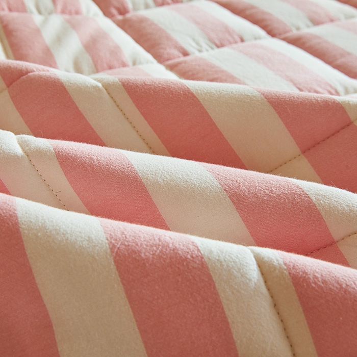 91家纺网 家纺一手货源 找家纺 丽诺床垫 2025新款亲肤舒适全棉纯棉色织棉花床褥床垫 少女粉-宽条