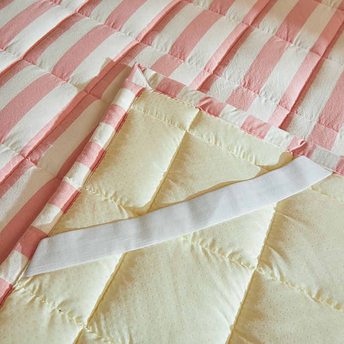 91家纺网 家纺一手货源 找家纺 丽诺床垫 2025新款亲肤舒适全棉纯棉色织棉花床褥床垫 少女粉-宽条