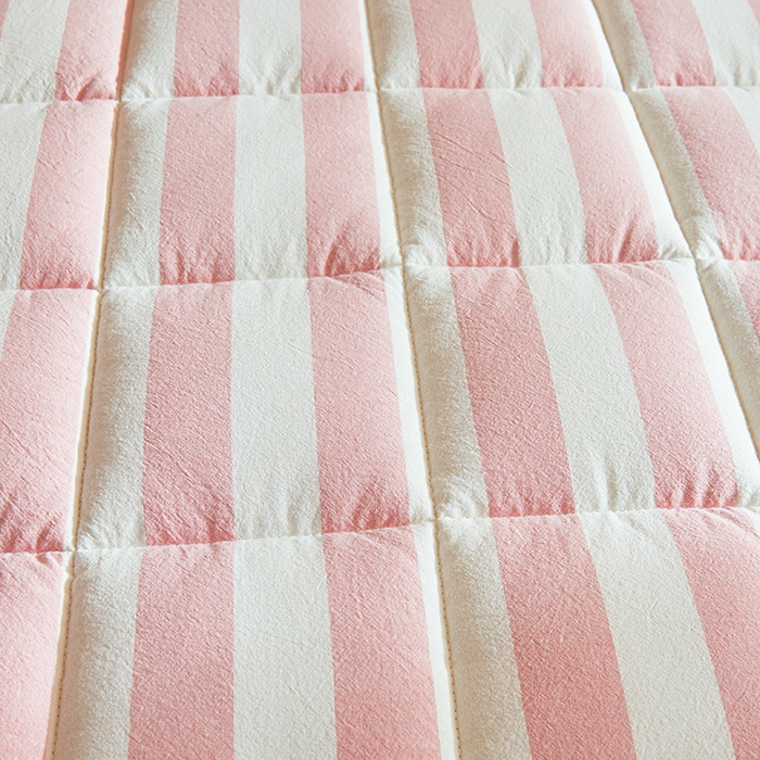 91家纺网 家纺一手货源 找家纺 丽诺床垫 2025新款亲肤舒适全棉纯棉色织棉花床褥床垫 少女粉-宽条