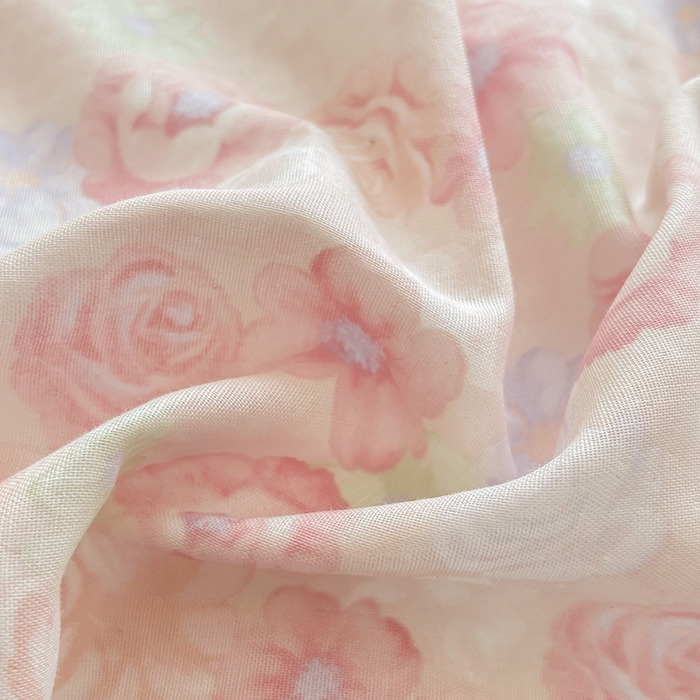 91家纺网 家纺一手货源 找家纺 金艾草2026新款床盖款A类纯棉双层纱花边四件套 清桃粉色