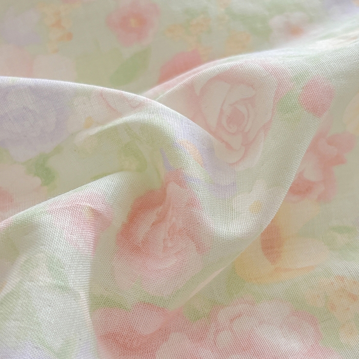 91家纺网 家纺一手货源 找家纺 金艾草2026新款床盖款A类纯棉双层纱花边四件套 清桃绿