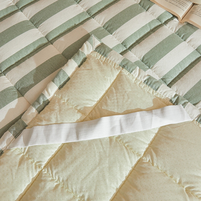 91家纺网 家纺一手货源 找家纺 丽诺床垫 2025新款亲肤舒适全棉纯棉色织棉花床褥床垫 水绿色-宽条