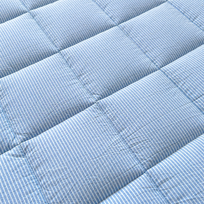 91家纺网 家纺一手货源 找家纺 丽诺床垫 2025新款亲肤舒适全棉纯棉色织棉花床褥床垫 细条蓝