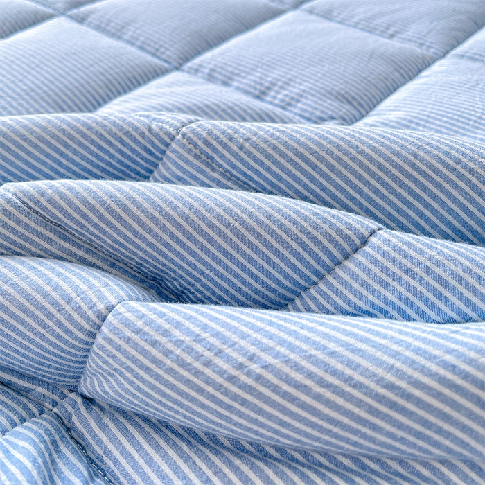 91家纺网 家纺一手货源 找家纺 丽诺床垫 2025新款亲肤舒适全棉纯棉色织棉花床褥床垫 细条蓝