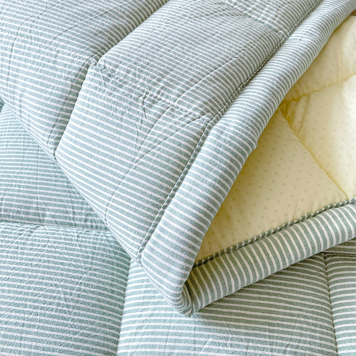 91家纺网 家纺一手货源 找家纺 丽诺床垫 2025新款亲肤舒适全棉纯棉色织棉花床褥床垫 细条绿