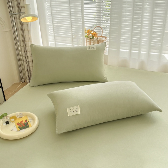 91家纺网 家纺一手货源 找家纺 （总）金艾草2025新款纯色A类纯棉双层纱夏被四件套