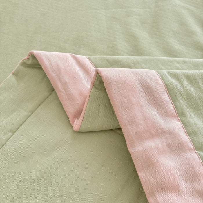 91家纺网 家纺一手货源 找家纺 （总）金艾草2025新款纯色A类纯棉双层纱夏被四件套