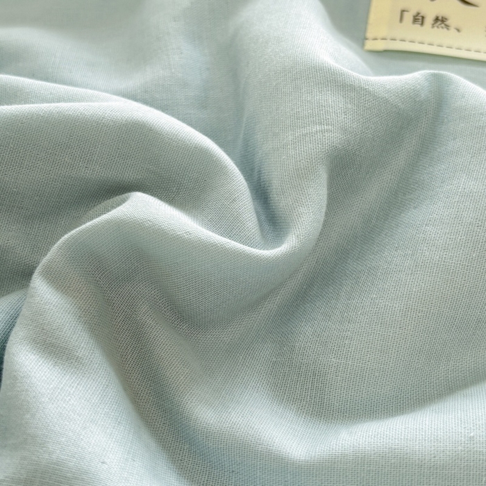 91家纺网 家纺一手货源 找家纺 金艾草2025新款纯色A类纯棉双层纱夏被四件套 蔚蓝（手包边）