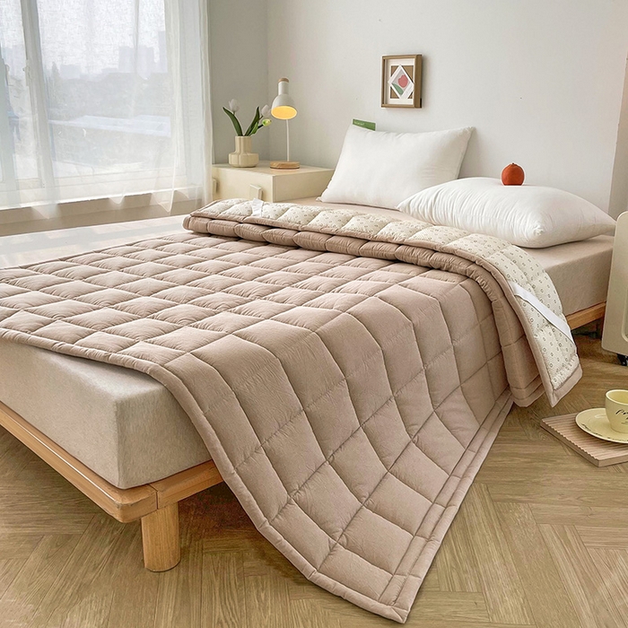 91家纺网 家纺一手货源 找家纺 丽诺床垫 2025新款亲肤舒适全棉纯棉色织棉花床褥床垫 卡其色