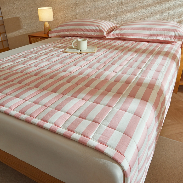 91家纺网 家纺一手货源 找家纺 （总）丽诺床垫 2025新款亲肤舒适全棉纯棉色织棉花床褥床垫-少女粉