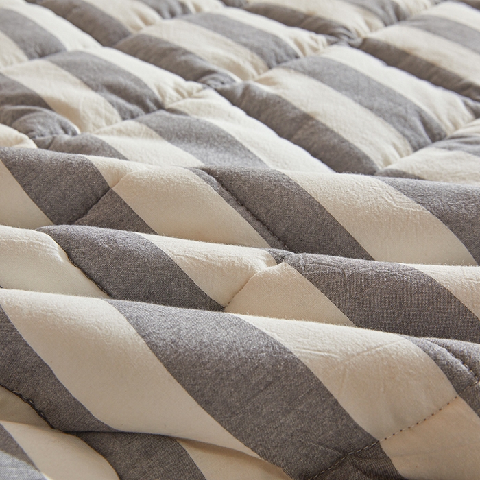 91家纺网 家纺一手货源 找家纺 丽诺床垫 2025新款亲肤舒适全棉纯棉色织棉花床褥床垫-少女粉 灰色-宽条