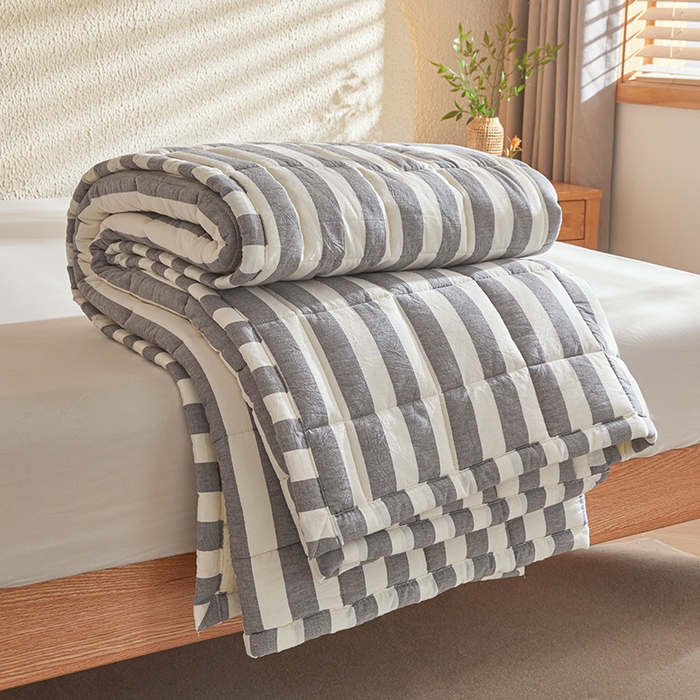 91家纺网 家纺一手货源 找家纺 丽诺床垫 2025新款亲肤舒适全棉纯棉色织棉花床褥床垫-少女粉 灰色-宽条