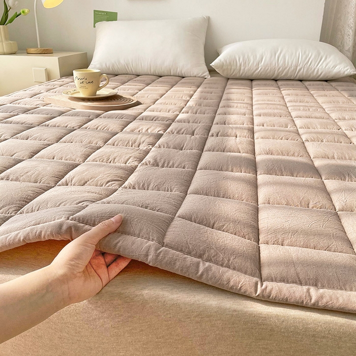 91家纺网 家纺一手货源 找家纺 丽诺床垫 2025新款亲肤舒适全棉纯棉色织棉花床褥床垫-少女粉 卡其色