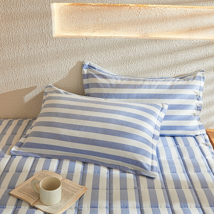 91家纺网 家纺一手货源 找家纺 丽诺床垫 2025新款亲肤舒适全棉纯棉色织棉花床褥床垫-少女粉 蓝色-宽条