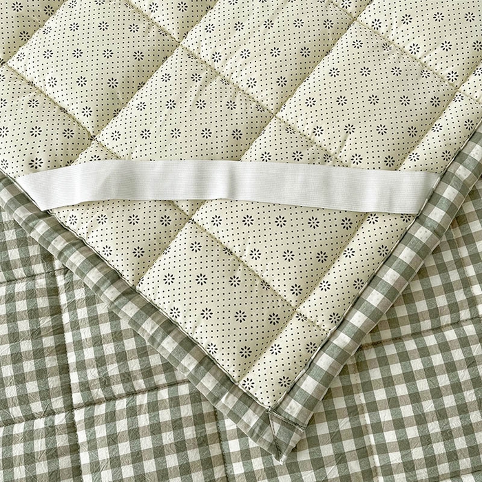 91家纺网 家纺一手货源 找家纺 丽诺床垫 2025新款亲肤舒适全棉纯棉色织棉花床褥床垫-少女粉 绿小格