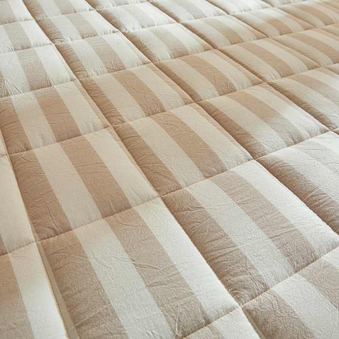 91家纺网 家纺一手货源 找家纺 丽诺床垫 2025新款亲肤舒适全棉纯棉色织棉花床褥床垫-少女粉 米色-宽条