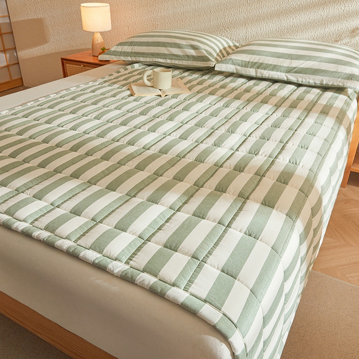 91家纺网 家纺一手货源 找家纺 丽诺床垫 2025新款亲肤舒适全棉纯棉色织棉花床褥床垫-少女粉 水绿色-宽条