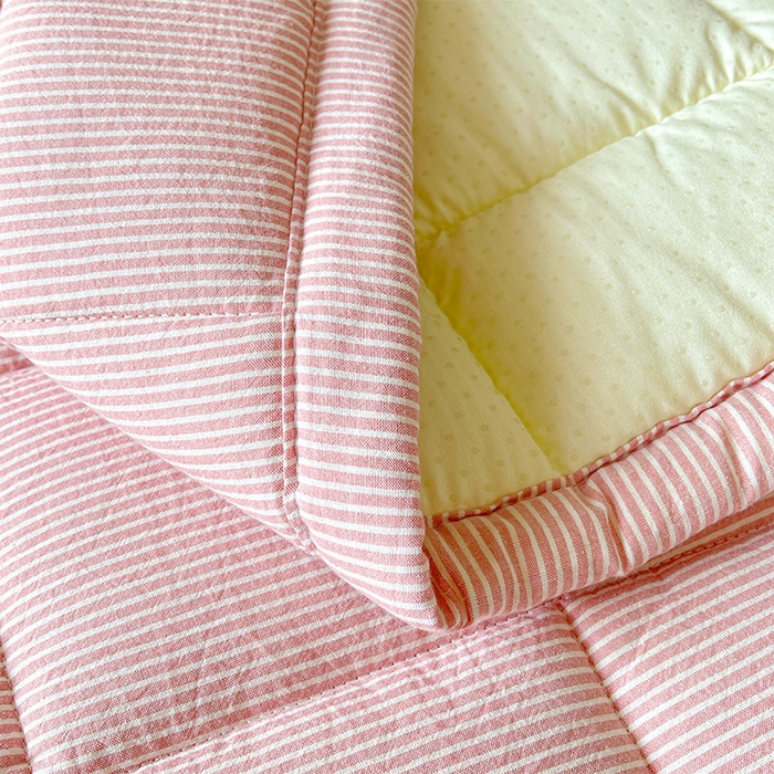 91家纺网 家纺一手货源 找家纺 丽诺床垫 2025新款亲肤舒适全棉纯棉色织棉花床褥床垫-少女粉 细条粉