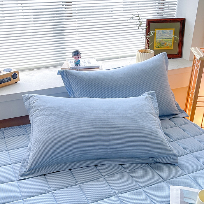 91家纺网 家纺一手货源 找家纺 丽诺床垫 2025新款亲肤舒适全棉纯棉色织棉花床褥床垫-少女粉 细条蓝