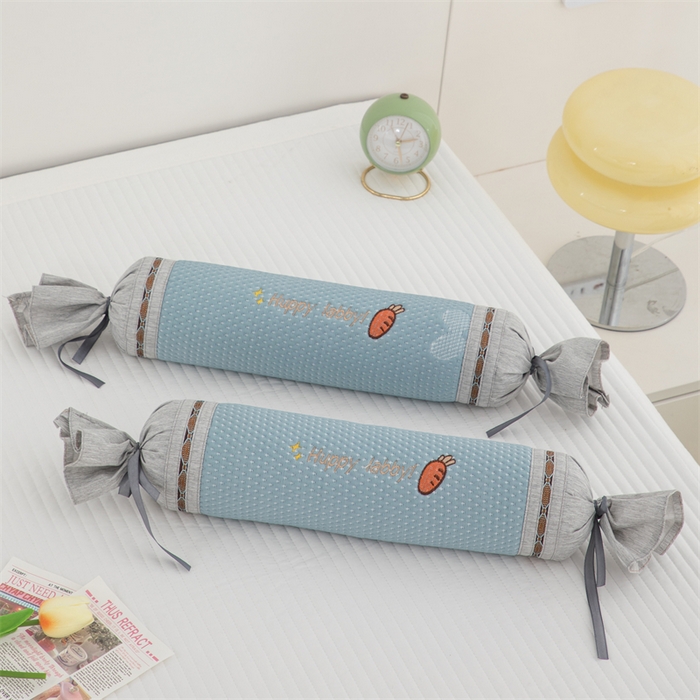 91家纺网 家纺一手货源 找家纺 织布人2025新款颈椎枕夏季凉感冰丝糖果牵引颈椎枕午睡枕护颈枕头枕芯 凉感糖果颈椎枕-小恐龙蓝色50*10*10cm