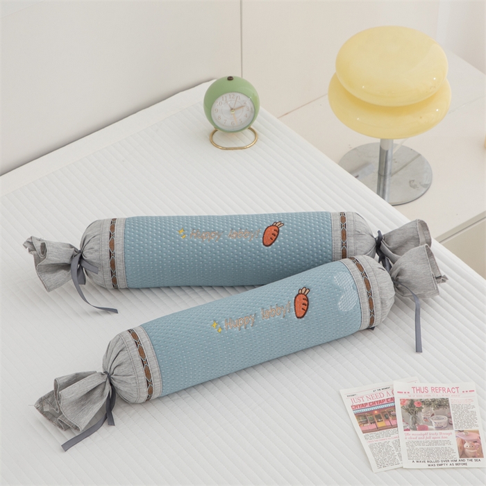 91家纺网 家纺一手货源 找家纺 织布人2025新款颈椎枕夏季凉感冰丝糖果牵引颈椎枕午睡枕护颈枕头枕芯 凉感糖果颈椎枕-小恐龙蓝色50*10*10cm