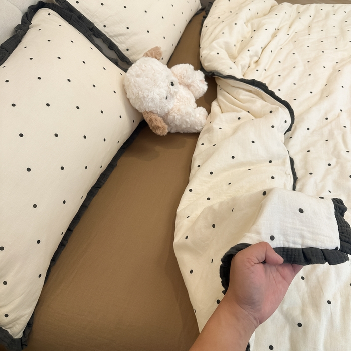 91家纺网 家纺一手货源 找家纺 （总）盼季家纺 2025新款水洗棉大豆花边夏被四件套