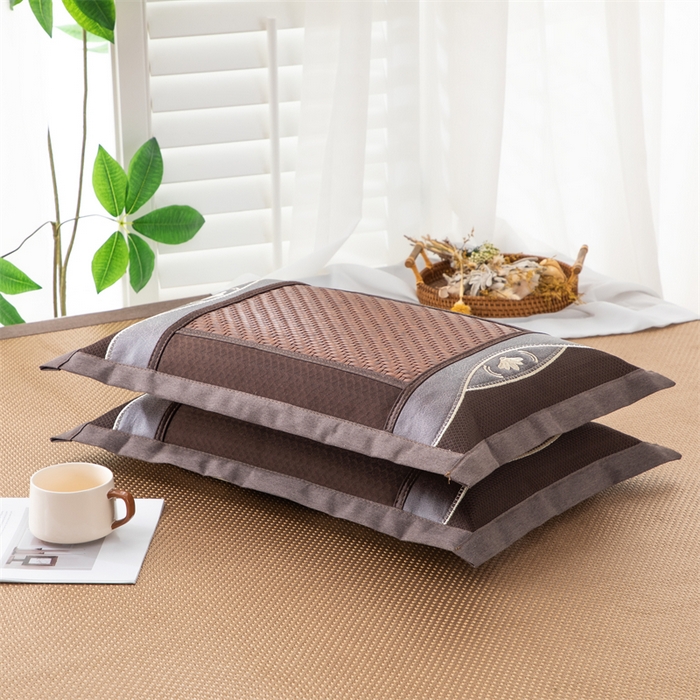 91家纺网 家纺一手货源 找家纺 织布人 2025新款荞麦枕夏凉感PE藤茶香枕全荞麦壳枕头午睡枕颈椎枕芯 欧式PE藤凉感枕-咖色 40x60cm /只 荞麦枕