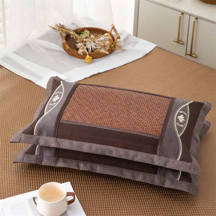 91家纺网 家纺一手货源 找家纺 织布人 2025新款荞麦枕夏凉感PE藤茶香枕全荞麦壳枕头午睡枕颈椎枕芯 欧式PE藤凉感枕-咖色 40x60cm /只 荞麦枕