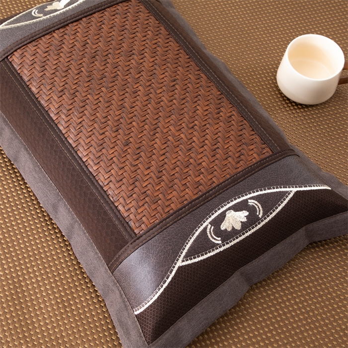 91家纺网 家纺一手货源 找家纺 织布人 2025新款荞麦枕夏凉感PE藤茶香枕全荞麦壳枕头午睡枕颈椎枕芯 欧式PE藤凉感枕-咖色 40x60cm /只 荞麦枕