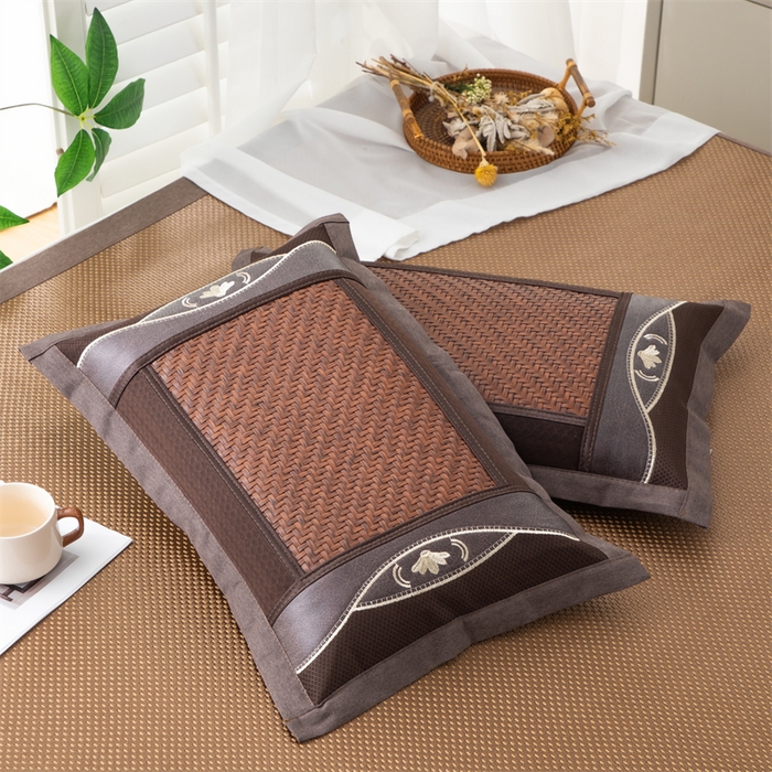 91家纺网 家纺一手货源 找家纺 织布人 2025新款荞麦枕夏凉感PE藤茶香枕全荞麦壳枕头午睡枕颈椎枕芯 欧式PE藤凉感枕-咖色 35x55cm /只 茶香枕