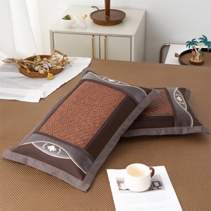 91家纺网 家纺一手货源 找家纺 织布人 2025新款荞麦枕夏凉感PE藤茶香枕全荞麦壳枕头午睡枕颈椎枕芯 欧式PE藤凉感枕-咖色 35x55cm /只 茶香枕