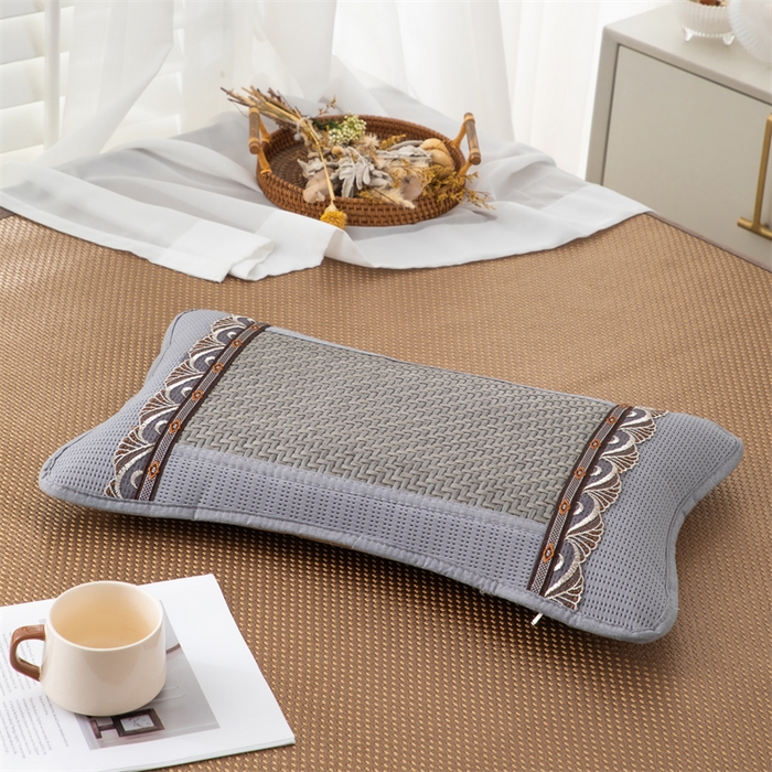 织布人 2025新款荞麦枕夏凉感PE藤茶香枕全荞麦壳枕头午睡枕颈椎枕芯 PE藤圆角花边-银灰 40x60cm /只 茶香枕