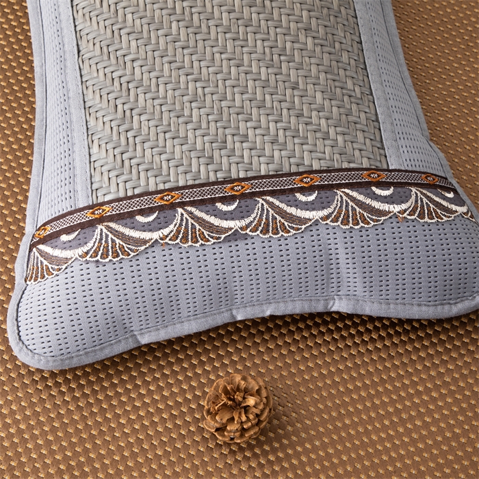 91家纺网 家纺一手货源 找家纺 织布人 2025新款荞麦枕夏凉感PE藤茶香枕全荞麦壳枕头午睡枕颈椎枕芯 PE藤圆角花边-银灰 40x60cm /只 茶香枕