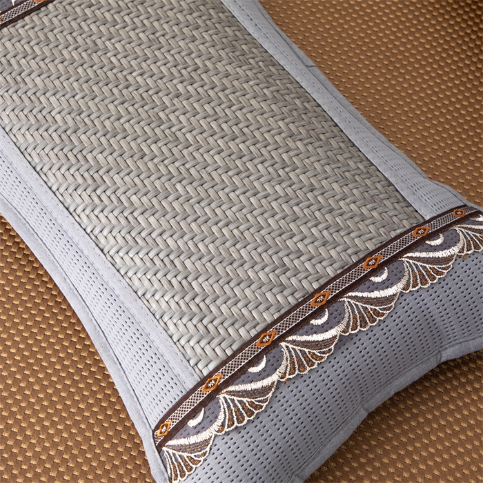 91家纺网 家纺一手货源 找家纺 织布人 2025新款荞麦枕夏凉感PE藤茶香枕全荞麦壳枕头午睡枕颈椎枕芯 PE藤圆角花边-银灰 40x60cm /只 茶香枕