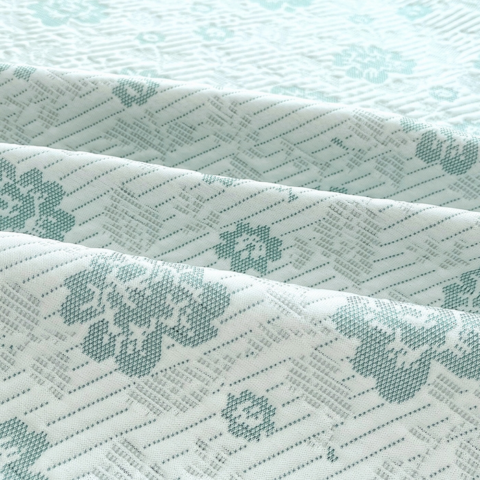 91家纺网 家纺一手货源 找家纺 罗艺轩 2025新款PE中分子凉感软凉席席子床裙款 德拉庄园-薄荷绿